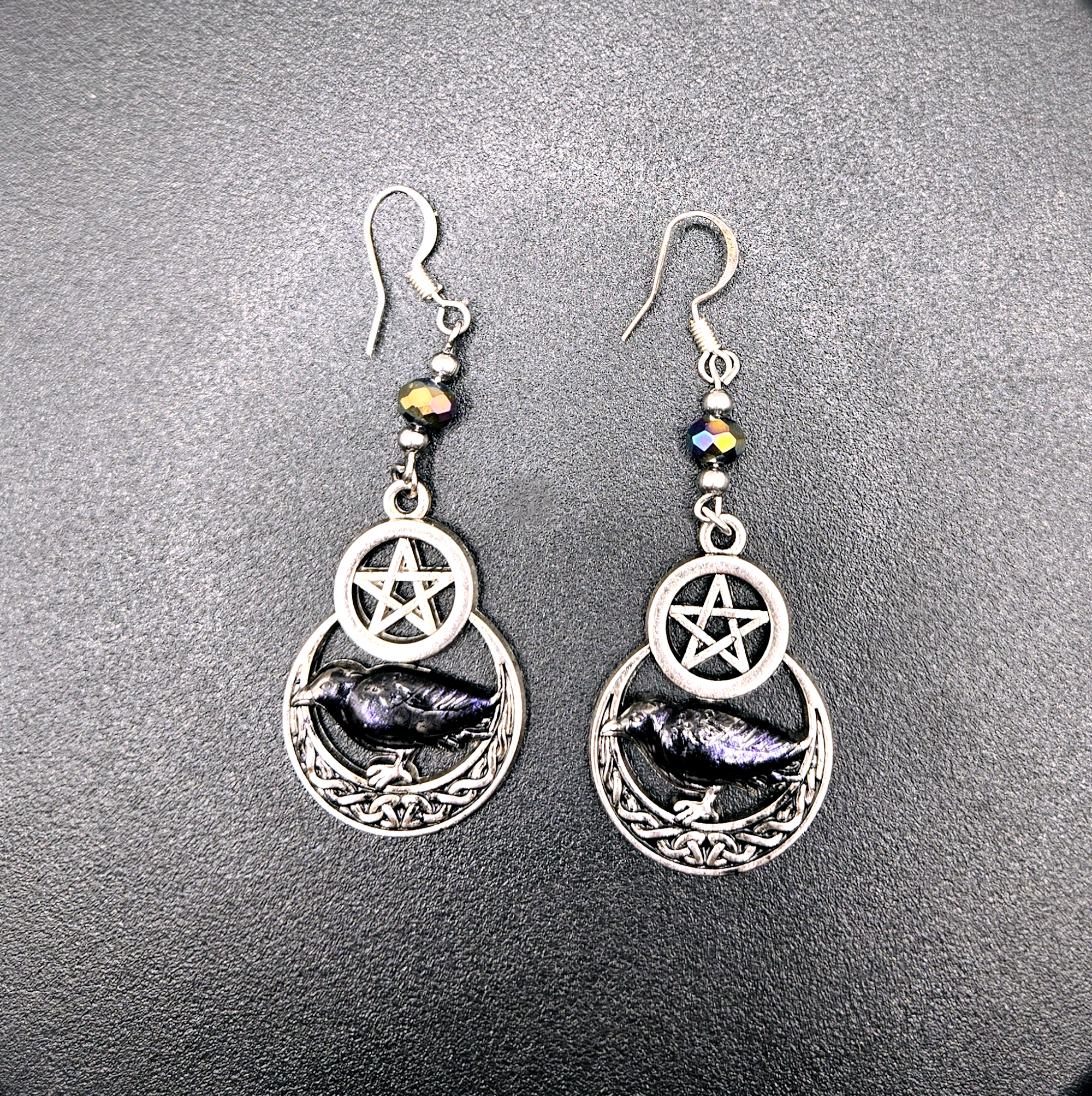 RAVEN AND PENTAGRAM EARRINGS