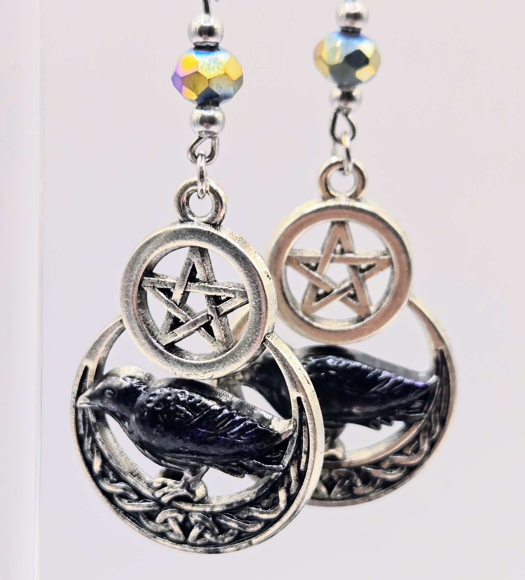 RAVEN AND PENTAGRAM EARRINGS