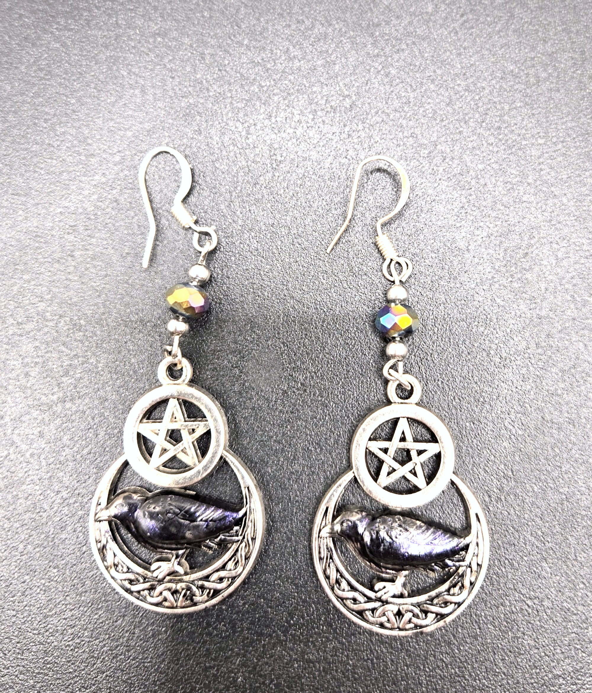 RAVEN AND PENTAGRAM EARRINGS