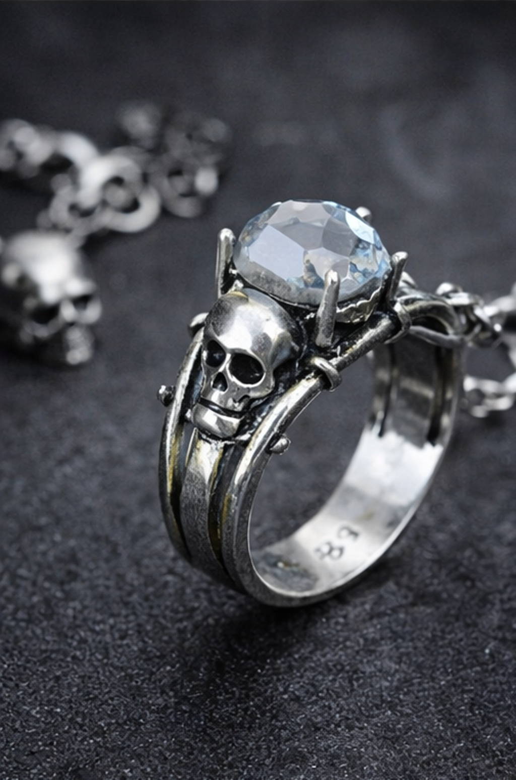 MR. BONES' SOLITAIRE RING SZ 8