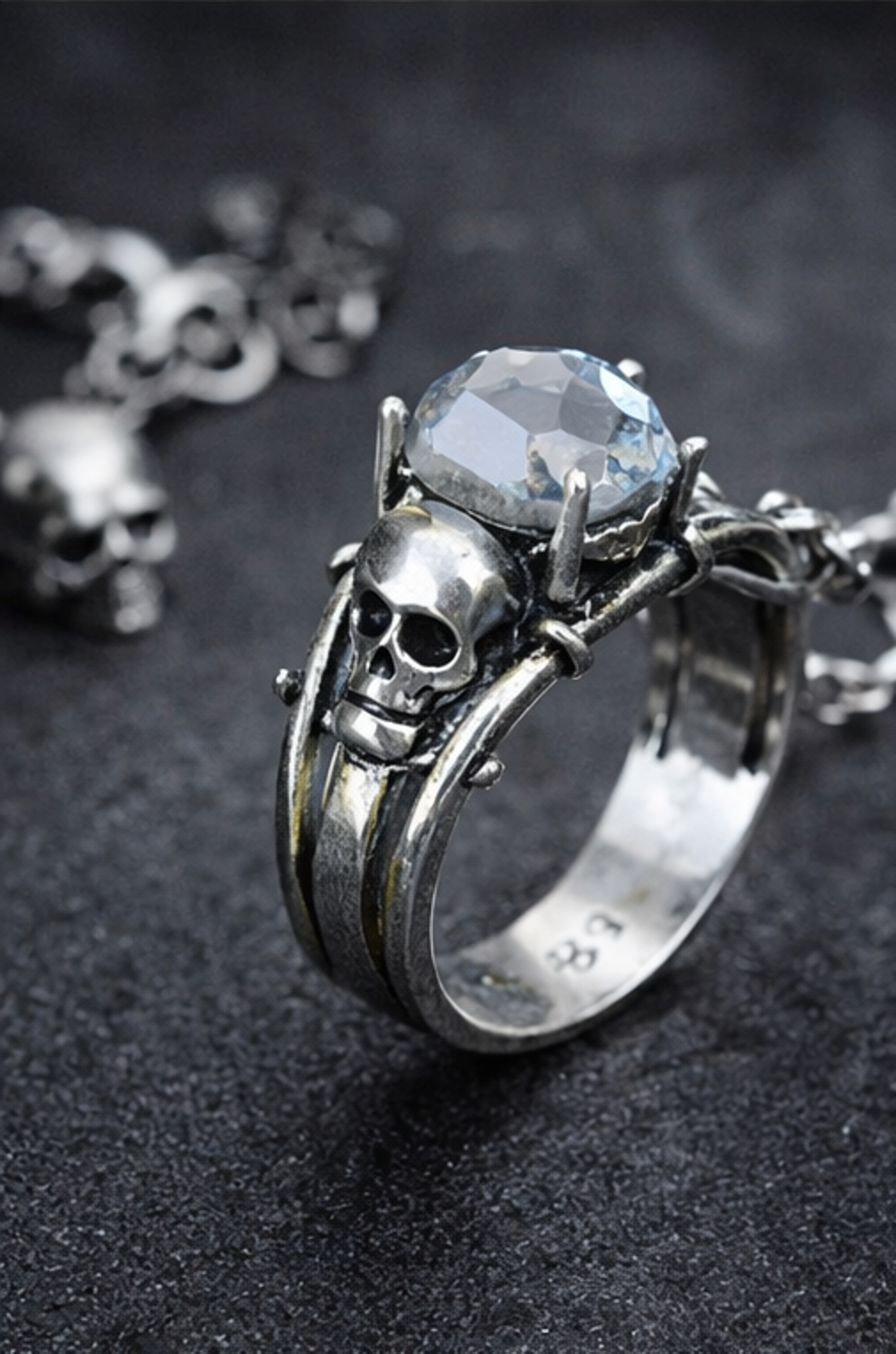 MR. BONES' SOLITAIRE RING SZ 8